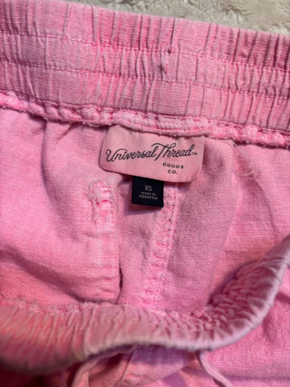 Universal Thread Shorts XS Pink Linen Rayon Elastic Waist Drawstring Casual